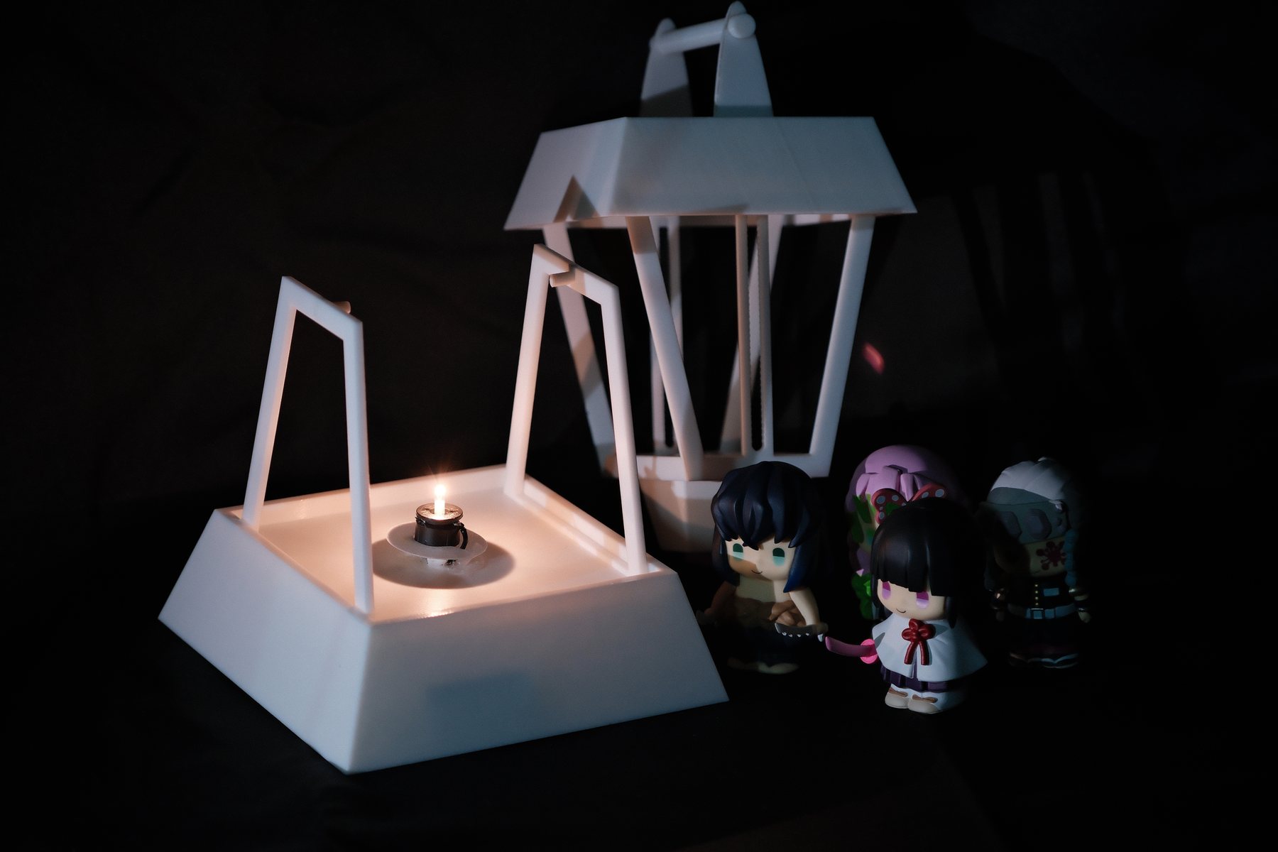 Push and Pull DIY Lamp shown with a group of collectible figures